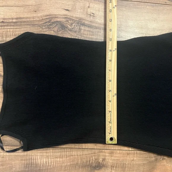 Abercrombie & Fitch Black Ribbed Asymmetrical Strappy Maxi Dress Small Tall - Picture 6 of 12